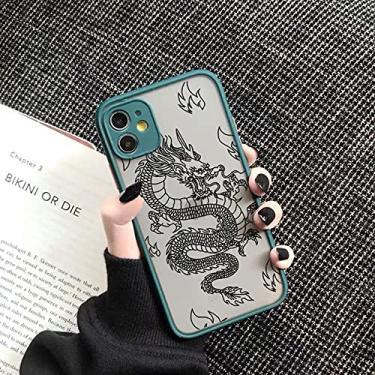 Imagem de Remazy Fashion Dragon Animal Pattern Phone Case para iPhone 13 12 11 Pro MAX X XS XR 8 7 6 Plus Capa Dura Transparente Matte Bag, Estilo 3, Para 11 Pro max