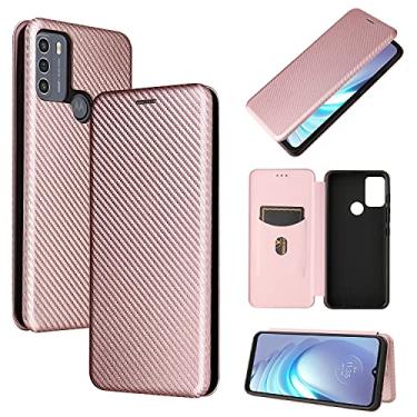 Imagem de YUNCHAO Caixa de telefone Para Motorola Moto G50 Textura de fibra de carbono Horizontal Flip TPU + PC + PU Couro Caso com Card Slot capa para celular