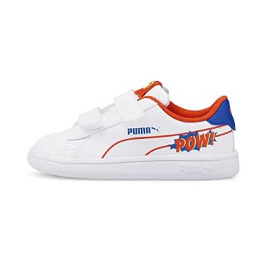 Imagem de Puma Kids Smash 2 Hook and Loop Sneaker, White-Cherry Tomato-Victoria Blue, 6 US Unisex Toddler