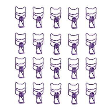 Imagem de 20pcs clipes atraentes decorativo estável confiável oco design bonito Kitty elegante estilo reutilizável braçadeiras para escritório (roxo)