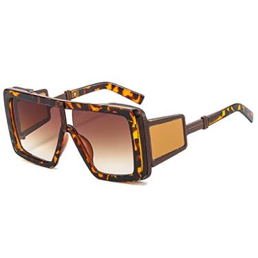 Imagem de Óculos de sol fashion punk feminino homens leopardo moldura gradientes lente estilo rock designer óculos de sol uv400, c3, tamanho único