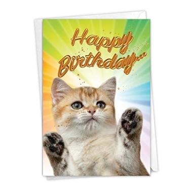 Imagem de The Best Card Company, Saudações de gato - Cartão de aniversário divertido de gato com envelope - foto de gatinho fofa, artigos de papelaria de celebração Bday (não folha) C6112IBDG