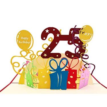 Imagem de iGifts And Cards Cartão pop-up 3D Happy 25th Birthday - Vinte e cinco incrível, presentes, fofo ocasião especial, marido, esposa, melhor amigo, parabéns