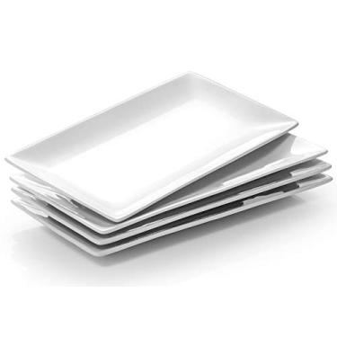 Imagem de Bandejas de porcelana DOWAN, placas laterais, conjunto com 4, branco, Branco, 9.7-Inches, 1