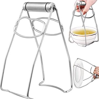 Imagem de Dawn House Prato de prato quente dobrável clipe de tigela de aço inoxidável clipe de tigela placa quente clipes suporte tigelas braçadeira suporte pegador para cozinha casa restaurante cozinha