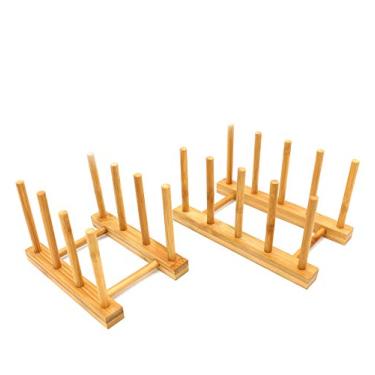 Imagem de Castuvy 2 peças de prateleira de pratos para cozinha doméstica de bambu natural, copo multifuncional e suporte para armazenamento de livros, 20 cm (C) x 11 cm (L) x 11 cm (A), 15 cm (C) x 11 cm (L) x 11 cm (A)