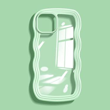 Imagem de Capa transparente de onda encaracolada para iPhone 11 12 13 Pro Max 7 8 X XR XS híbrida capa de pára-choque à prova de choque, verde, para iPhone12 Pro Max