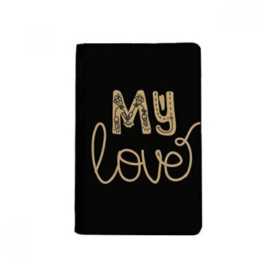 Imagem de Porta-passaporte My Love Gold Quote manuscrito à mão Notecase Burse carteira capa porta-cartão, Multicolor