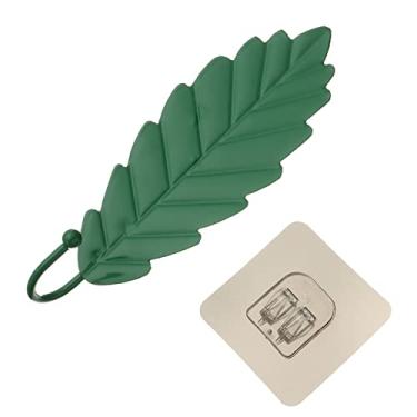 Imagem de KIZQYN Ganchos de casaco de parede saco de guarda-roupa cabide folhas forma jóias pendurado gancho de ferro decoração de parede folha gancho de chave ferramentas de rack de cozinha rack de casaco montado na parede (cor: brancosmoke)