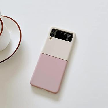 Imagem de Capa de telefone com contraste de cores doces para Samsung Galaxy Z Flip 3 ZFlip3 Capa de silicone macia ultrafina à prova de choque, rosa branca, para Samsung Z Flip 3