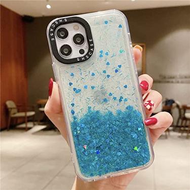 Imagem de Para iPhone 14 13 12 11 Pro Max Mini X XS XR 7 8 14 Plus capas drip glitter love phone case, azul, para iphone 12