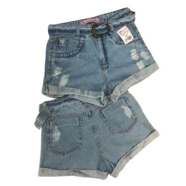 Imagem de Short Jeans Feminino Hot Pants Destroyed Blogueira Com Cinto - Moçachi