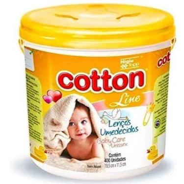 Imagem de Balde Lenço Umedecido Baby Care Unissex Amarelo 400 Unid, Cotton Line