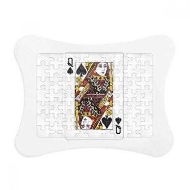 Imagem de Moldura de quebra-cabeça com padrão Spade Q de cartas de baralho para decoração de imagem