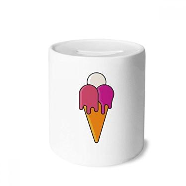 Imagem de DIYthinker White Red Melt Sweet Ice Cream padrão cone caixa para dinheiro caixa de cerâmica porta-moedas presente de cofrinho