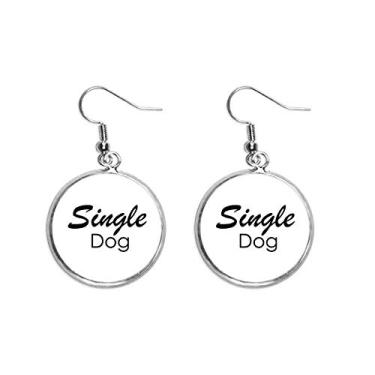 Imagem de Brinco feminino com pingente de orelha de cachorro com citação de prata