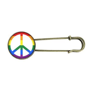 Imagem de Rainbow Gay LGBT Broche de Metal Retrô Lésbica Antiguerra Joia
