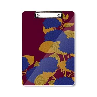 Imagem de Pintura de cultura japonesa flor ouro azul prancheta pasta bloco de escrita placa de suporte A4