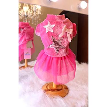 Imagem de Roupa para cachorro-Vestido Rosa Super Star-Edição limitada Tamanho:6