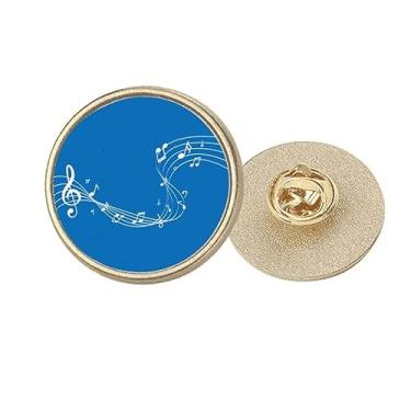 Imagem de Broche Dancg 5-le Staff Azul Art Deco Fashion Redondo Metal Dourado Broche Clip, Medium, não aplicar