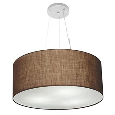 Imagem de Lustre Pendente Cilíndrico Cúpula Tecido 50x21 cm, Vivare Iluminação, Pendente4047 LC, Café, Médio