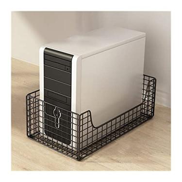 Imagem de Suporte de CPU Suporte de torre de PC, suporte de CPU móvel, suporte de caixa de PC com rodinhas de metal com rodas giratórias, rack de armazenamento multifuncional para escritório em casa suporte de torre de PC (Cor: preto, tamanho: B)