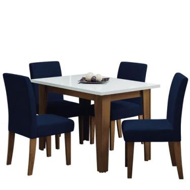 Imagem de Conjunto De Mesa Sala De Jantar Miami Com 4 Cadeiras Trieste Suede 1,2