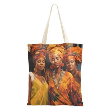 Imagem de GuoChe Sacolas de lona pretas femininas afro-americanas laranja amarela sacola com bolsos bolsa de lona a granel bolsa de aniversário sacola DIY, Preto Feminino Afro-Americano Laranja Amarelo, 1 size