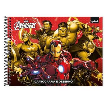 Imagem de Caderno Desenho Cartografia Capa Dura 48 Folhas Avengers - Spiral