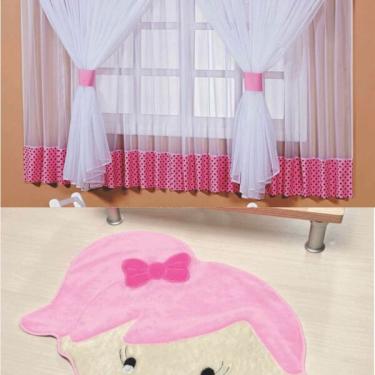 Imagem de Kit Decoraç��o P/ Quarto De Menina = Cortina Sonho + Tapete Pe