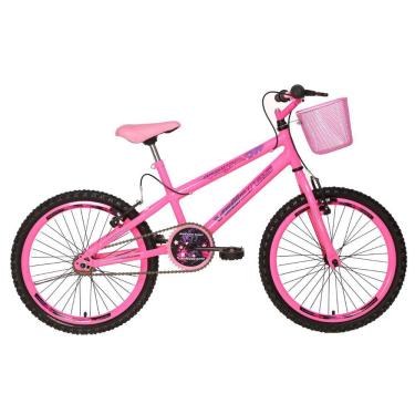 Imagem de Bicicleta Infantil Feminina Aro 20 Splash Girl Rosa Neon Vellares com cestinha