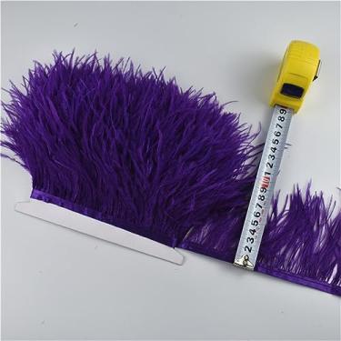 Imagem de 1 metro de penas de avestruz acabamento de franja 8-10 cm DIY saia costura penas brancas decoração de roupas cor 16