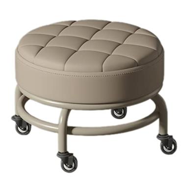 Imagem de Banco giratório de scoot com almofada, banquinho curto com rodas para garagem, jardinagem, casa, festa diária, salão de manicure, spa, pedicure, esporte fitness (cor: C-2, tamanho: 34 * 34 * 29 cm) (D