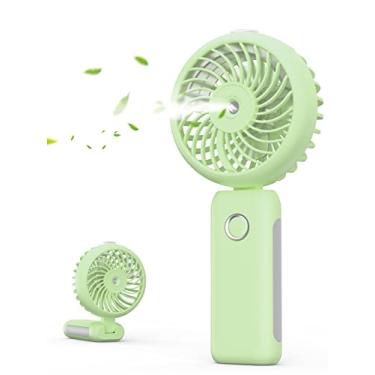 Imagem de RNKRUN Ventilador portátil de nebulização, ventilador dobrável pessoal recarregável por USB de 4000 mAh com tanque de água, spray operado por bateria, névoa de água, maquiagem, vaporizador de rosto