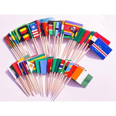 Imagem de CANTENDO 108 Pçs Bandeiras de palito de dente da África 54 países - mini enfeites de cupcake e decoração de festa