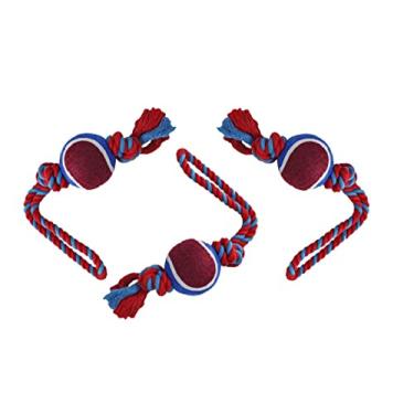 Imagem de LOVINPUP Brinquedo de corda para cães com bola de tênis, corda de nylon com bolas, brinquedo divertido de cabo de guerra para cães, brinquedo de cachorro resistente para mastigadores agressivos,