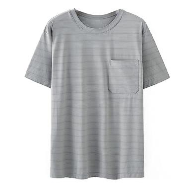 Imagem de Camiseta masculina atlética de manga curta com estampa listrada de secagem rápida, leve, macia, Cinza-claro, 3G