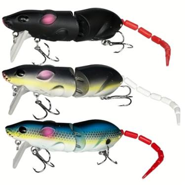 Imagem de Iscas de pesca Topwater Mouse para robalo, várias articulações, kit de iscas de pesca de rato duro (AH8515-8,5 cm 15 g)