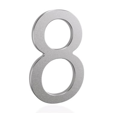 Imagem de TripDock Números de casa de upgrade premium - Número de endereço residencial flutuante de 15 cm de altura - Números de caixa de correio de alumínio antidesbotamento/acabamento prateado elegante/número