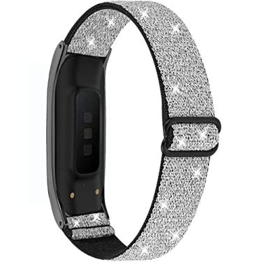 Imagem de Nigaee Pulseiras de couro genuíno e nylon elástico compatíveis com Samsung Galaxy Fit2, pulseiras esportivas macias respiráveis para mulheres e homens, acessórios de substituição para Samsung Galaxy