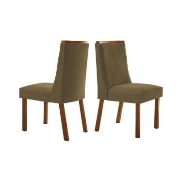 Imagem de Cadeira Sala de Jantar Montreal Kit 2 Un Imbuia/Veludo Capuccino - Rufato