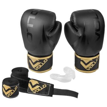 Imagem de Vollo Kit Luva de Boxe e Muay Thai Preta 14oz + Protetor Bucal Transparente + Bandagem Elástica Preta 3m
