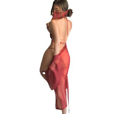 Imagem de Temptshow Chinese Hanfu cosplay pajamas perspective sexy anime cosplay female underwear clothing (red1)