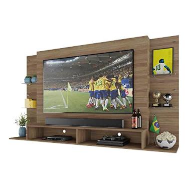 Imagem de Painel Tv 60" com prateleiras de vidro Brasil Multimóveis Br2739 Madeirado