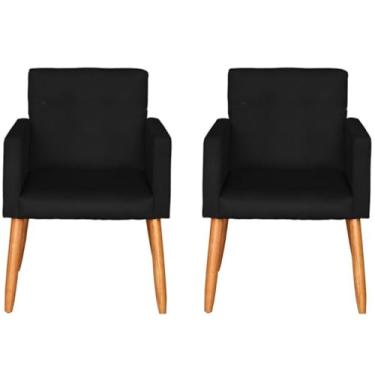 Imagem de Kit 2 Poltronas Cadeira Decorativa para Sala de estar Cadeiras para Recepção Manicure Escritório Sala De Espera (PRETO)