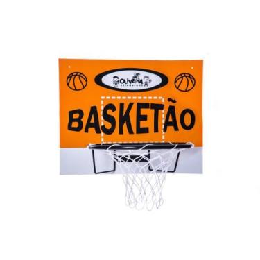 Imagem de Tabela De Basquete Aro Cesta+Rede De Nylon Brinquedo Em Mdf - Oliveira