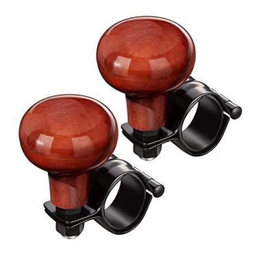 Imagem de TOCAVE Woodgrain – Maçaneta giratória para volante – bola para manípulo suicídio de carro – Acessórios universais para rodas com artrite e deficiência (sequoia, 2 unidades)