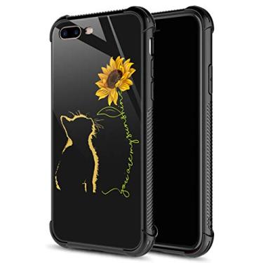 Imagem de CARLOCA Capa para iPhone 8, Capa para iPhone SE 2020, Capa para iPhone 7 com girassol de gato amarelo, design gráfico à prova de choque, anti-arranhões, proteção contra quedas para Apple iPhone 7/8/SE2