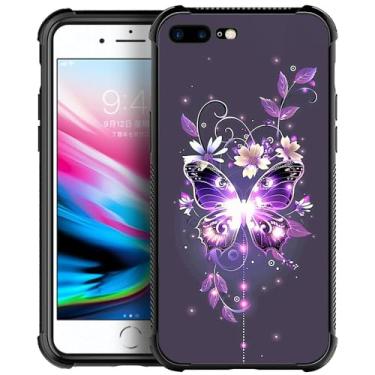 Imagem de Capa para iPhone 8 iPhone SE 2020, capa traseira de policarbonato rígido com borboleta roxa para iPhone 7 para meninas e meninos, design personalizado à prova de choque, anti-arranhões, capa traseira de policarbonato rígido para Apple iPhone 7/8/SE2