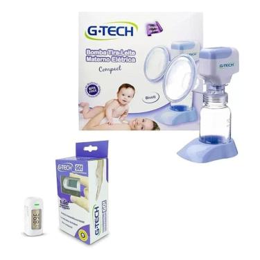 Imagem de Kit Bomba Tira Leite Eletrica + Termometro Infantil G-tech